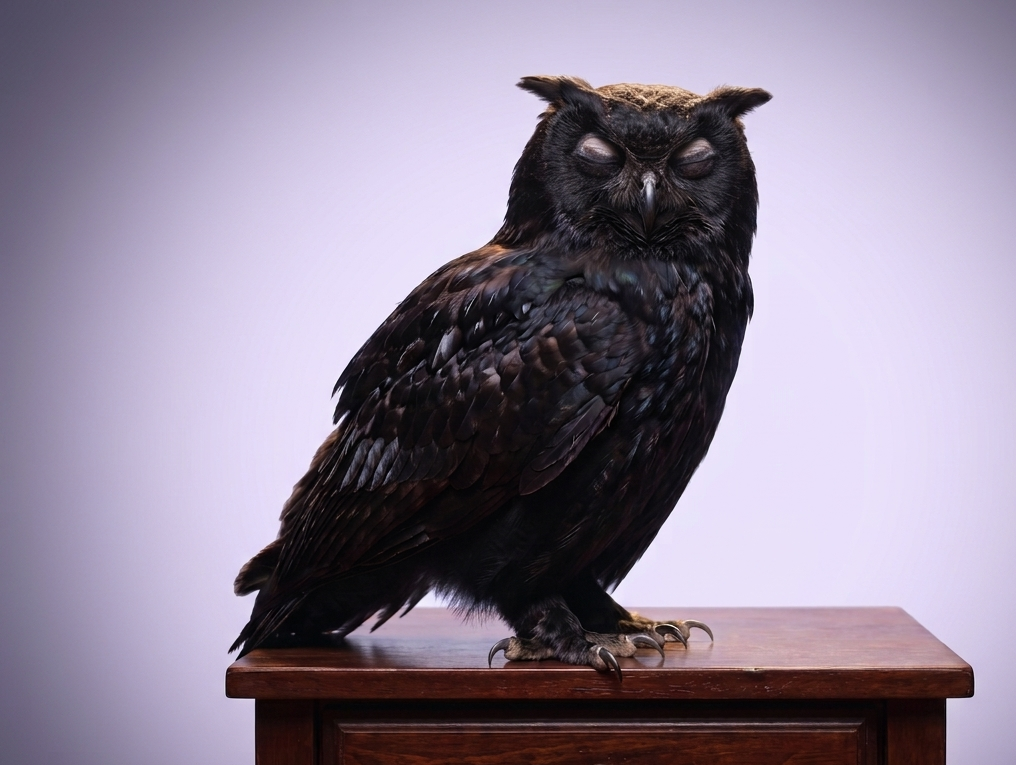 Owl with eyes closed