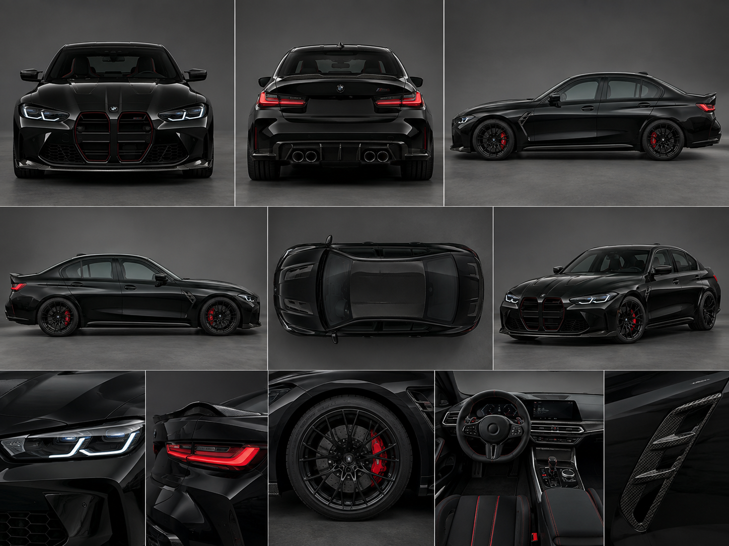 Black luxury sedan character sheet